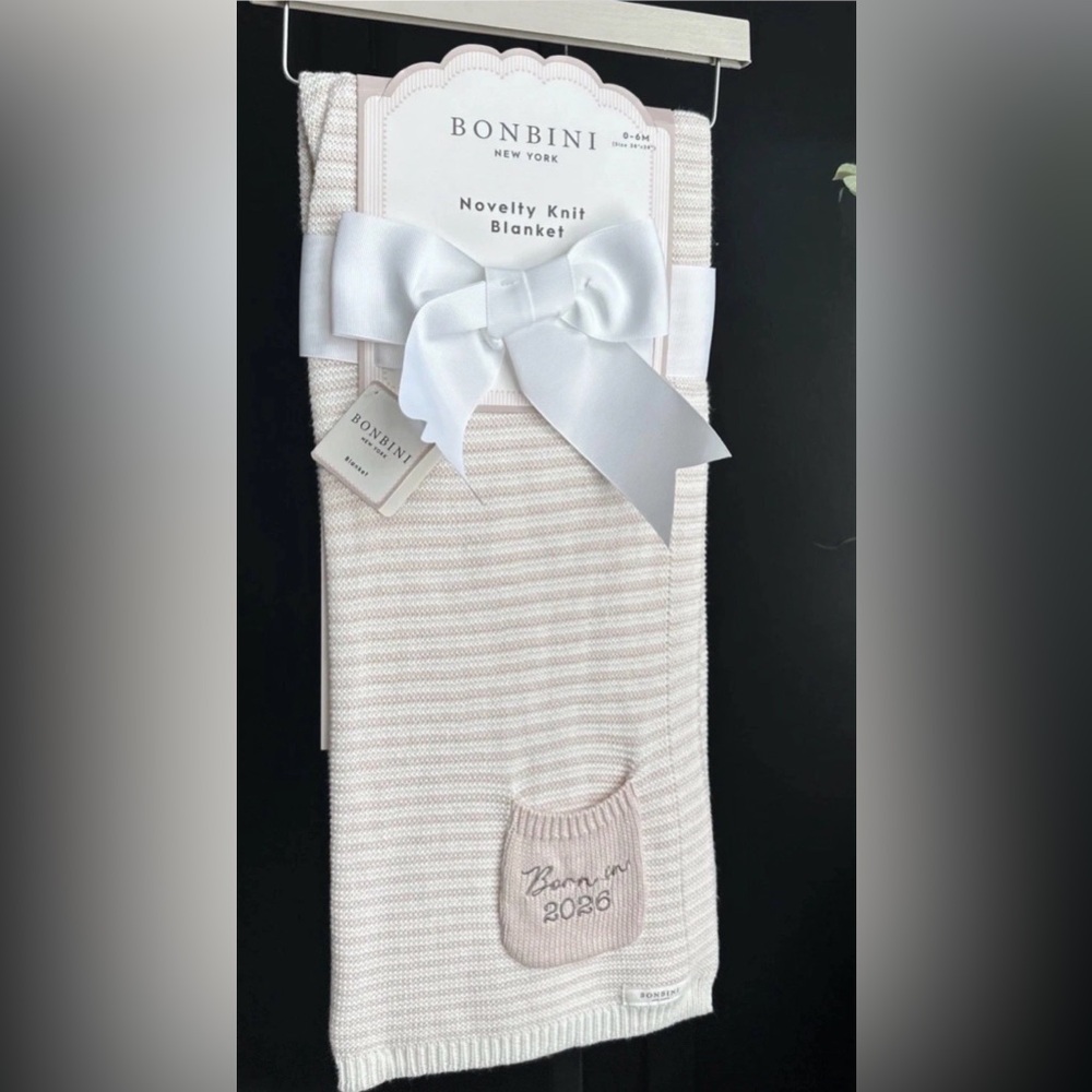 NWT Bonbini Striped Baby Blanket with Bow